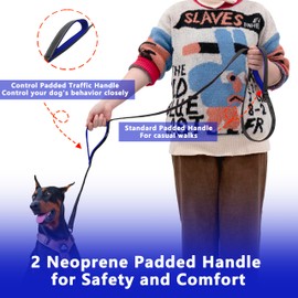 LIEVUIKEN - Correa de perro de 5 pies de largo, correa de perro de doble asa para entrenamiento de control de seguridad, correas resistentes con asas acolchadas de tráfico, correas reflectantes para