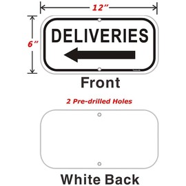 Deliveries with Arrow Left Sign (2Pack) Deliveries Signs Yuntarda 12"x6" .040 Reflective Aluminum Professional Printing UV Coating Weather Resistant Easy to Mount