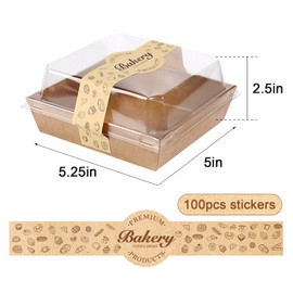 DeziWood 100 Pack Charcuterie Boxes with Clear Secure Lids, 5.3x4.9x2.5 Inches Brown Square Disposable Food Containers Sandwich Boxes for Cookies, Strawberries, Pastry, Dessert