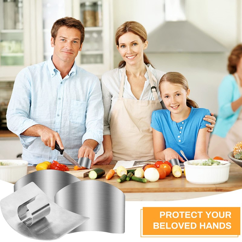 Niupiour Stainless Steel Finger Guards, 4 Packs of Finger Protectors