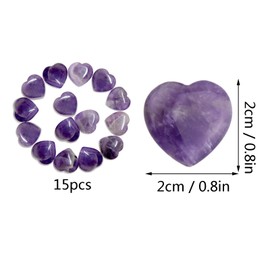 Marrywindix 15 Packs 0.8 Inch Healing Crystal Natural Heart Love Carved Palm Worry Stone Chakra Reiki Balancing