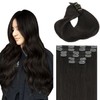 SAFIRENY Clip in Hair Extensions Human Hair, Dark Brown,18 Inch