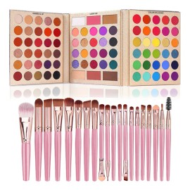 Kit Completo De Maquillaje Paleta Sombra Todo En Uno 86 Colores,20 Brochas, Larga Duración,ideal Para Regalos Y Principiantes,sensibilidad Ocular,kit Completo Sombras Y Pinceles Fivgace®