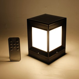 Solar Lamp Solar Fence Post Lighting Lamp Fence Lighting Post Light 10 x 10 x 14 cm with Remote Control Solar Light 3.7 V 1200 mAh Warm White and Cold White Adjustable Timer Base Light Wireless