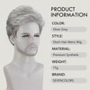 Mens Short Grey Silver Wigs Layered Natural Hair Costume Halloween