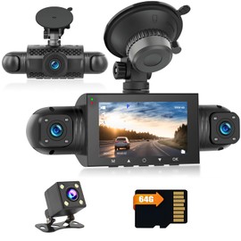Hikity DVR 1080P Dash Cam for Android Car Radio Waterproof Mini 3 Inch Four Car Camera Car Recorder Night Vision Dash Camera Loop Recording with G-Sensor Video Recorder 360° Wide Angle with 64G TF