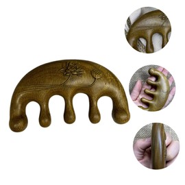 Ipetboom Massage Comb for Scalp Relief Natural Sandalwood Wide Tooth Comb Handheld Massager for Hair Care and Relaxation for Headaches and Neck Tension