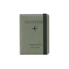 PORRASSO Passport Holder Travel Wallet RFID Blocking Card Case PU Leather Travel Documents Organizer Passport Cover for Men Women Green