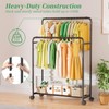 Simple Trending Clothing Clothes Rack Double Rods with Wheels, Rolling