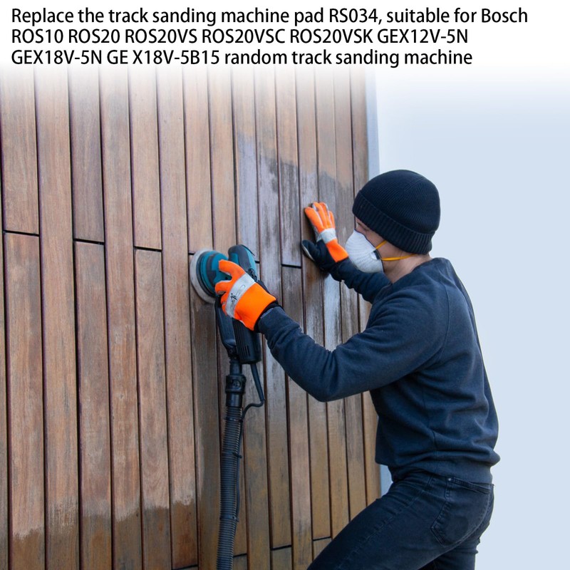 RS034 5-Inch Hook and Loop Sanding Disc, 8-Hole Backing Pad