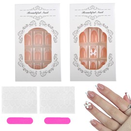 SSKHE Transform Your Nails EffortlesslyA 48 - piece Wearable Nail Set with Butterflies, Jelly Glue & Nail File for Stunning Looks