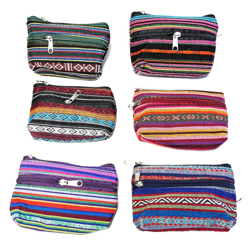 6 Purses Ethnic Printed Small Purse for Coins, Cards, Keys,