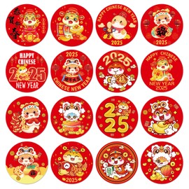SICOHOME Chinese New Year Stickers - 2025 Year of The Snake Stickers 112 Pcs 0.8 in Round Candy Stickers for Chocolate for Kids Envelope Stickers Lunar New Year Decorations 2025 Party Favor Supplies B