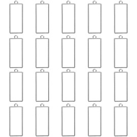 uxcell 25Pcs Alloy Open Bezel Pendants, Rectangle Hollow Frame Pendant Geometric Open Back Frame Pendant for Resin Jewelry Making Earrings Necklace Bracelet DIY, Silver Tone