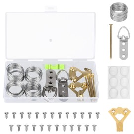 Belle Vous Heavy-Duty Picture Hanging Wire Kit - D-Ring Hangers, Screws, Hanging Hooks, Nails, Level & Wire for Photo Frame Hanging - Holds 5kg/11lbs