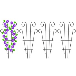 Mklsit 4 Pack 23'' Plant Trellis for Potted Climbing Plants Indoor, Outdoor Metal Garden Trellis for Climbing Plants Houseplants Flowers Vine Ivy, Fan Shape, Black