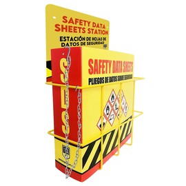 Performore SDS Display Rack -Set with 3 Inch Heavy Duty Ring Binder, Wire Rack, SDS Station Sign, Chain, Mounting Hardware, SDS Poster & SDS Sticker (250 Roll) Included