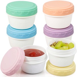 Caperci 6 Pack Salad Dressing Container To Go - 2.7oz Small Condiment Sauce Containers with Leakproof Lids for Bento Lunch Box, BPA-Free, Reusable (Vintage Colors)