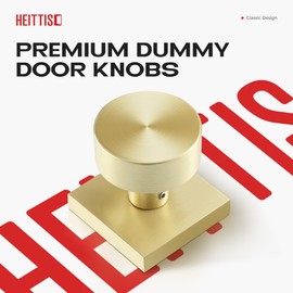 Heittis 2 Pack Dummy Door Knobs, Satin Brass Non Turning Dummy Door Handle for Hall Closet,Satin Brass