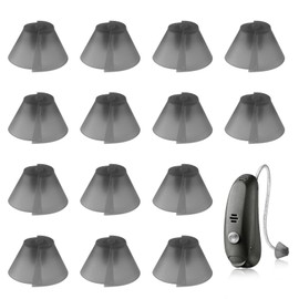 14 Counts Hearing Aid Tulip Domes Universal Replacement, Hearing Amplifier Ear Kit Tips Fit Standard Receiver BTE RIC, Dark Gray Split Ear Rub Piece Comfortable Perfect for Open Air