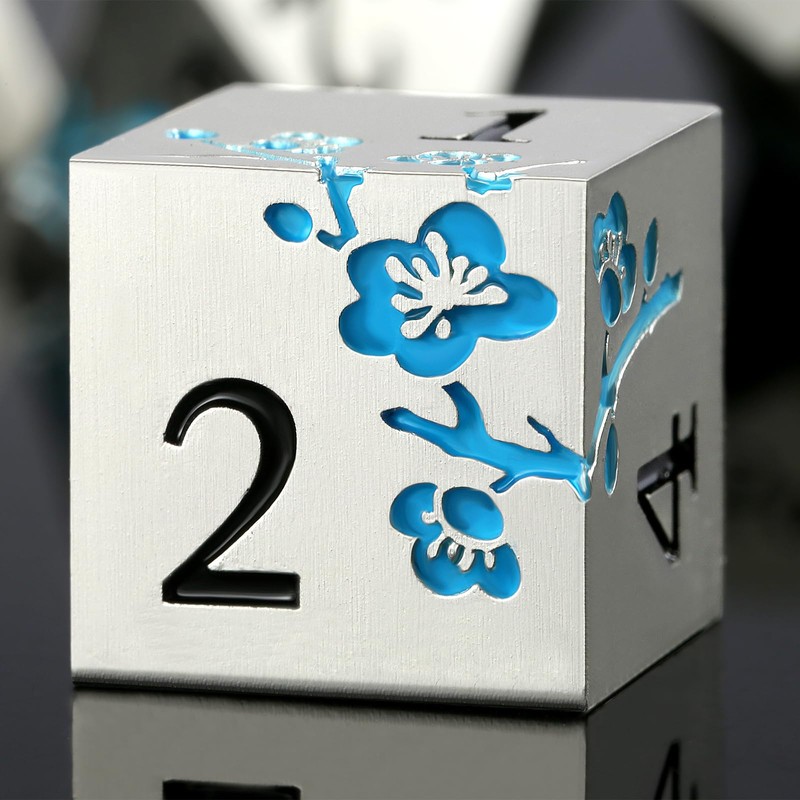 Glow in The Dark Flower Metal Dice, DNDND 7 PCS
