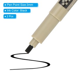 PATIKIL Micro Pen Fineliner Pens, 2Pcs 3mm Medium Point Drawing Pens Waterproof for Archival Artist Calligraphy Illustration Journaling Sketch, Black
