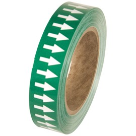 INCOM Manufacturing Directional Pipe Flow Arrow Adhesive Tape, Pipe Identification Marking, Removable Backing Liner, Green/White, 1 inch x 108 ft, PMA152