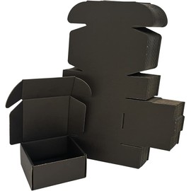 Rnisda 50 Pack 4x4x2'' Small Shipping Boxes, Black Corrugated Cardboard Literature Mailers, Mailing Packaging Supplies for Small Business (BK442-50)