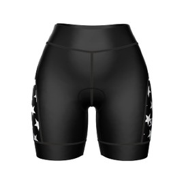 Sparx Performance Women Triathlon Shorts Womens Triathlon Bike Short 7” Tri Shorts (Black US Flag)