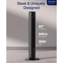 Onebigoutlet Smart Tower Fan, 42" 12 Speeds Standing Floor Fan, Black
