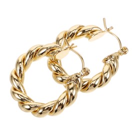 COLLBATH Real Gold Electroplated Earrings Twist Style Hoop Earrings for Women Fashion Jewelry for Girls
