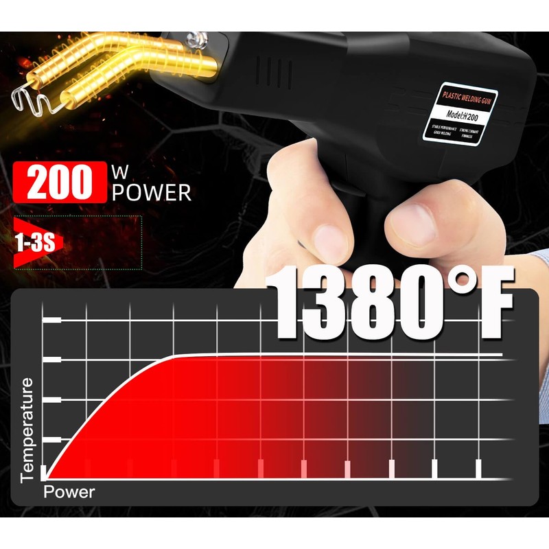 200W Plastic Welder Hot Stapler, 2000PCS Staples - Bumper Repair