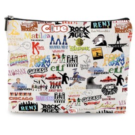 Broadway Makeup Bag Musical Theatre Gifts, Double-Sided Printing Waterproof Musical Zipper Pouch Cosmetic Bag for Women, Drama Teacher Gifts for Theatre Fans