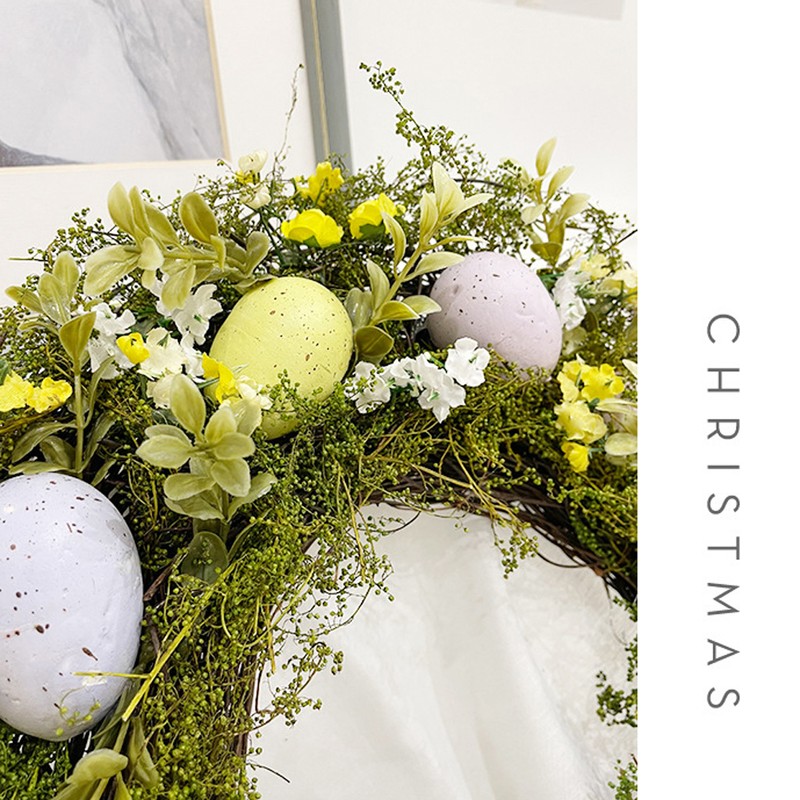 Simulation Easter Egg Wreath with Handmade Natural Plant Easter Decorations