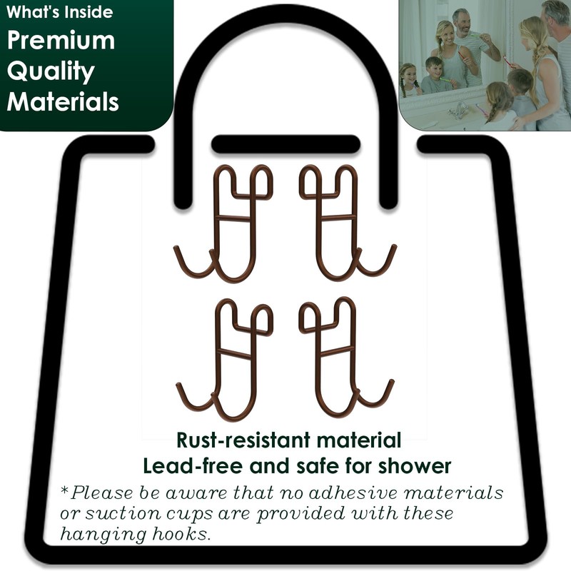 Jovware Bronze Shower Caddy - 4 Pack Open Shelf Hooks