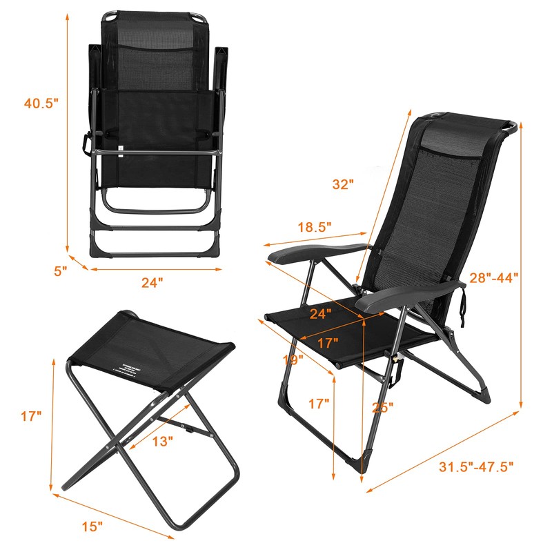 Giantex 4 Pcs Folding Patio Chairs Set 2 Pack Patio
