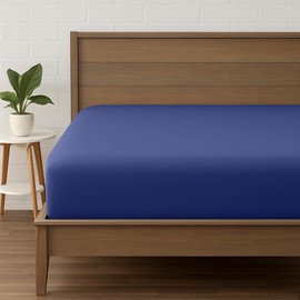 LINENOVA Queen Fitted Sheet – Ultra Soft 1800TC Double Brushed Microfiber, Deep Pocket Fits Mattresses up to 40cm – 1 Piece - Navy