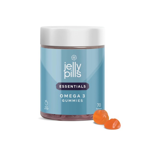 Jelly Pills® Omega 3 (DHA + BCAA) Concentrated Group B Gummies - 70 Vegan Orange Flavoured Gummies - No Added Sugars - For Kids & Adults
