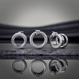 COOEAR Gauges for Ears, Dragon Steel Tunnels Flesh Earring, Stainless Steel Stretchers 2G.