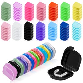 LECEHIVO 140 Pcs Dental Retainer Case 14 Colors Mouth Denture Guard Holder with Holes Multicolor False Teeth Container for Travel Home and Office