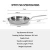 GLOBEHOME 10 Inch Stainless Steel Frying Pan - 5 Ply