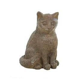 Solid Rock Stoneworks Sitting Kitten- 9" Tall x 7" w x 8" Dia- Java