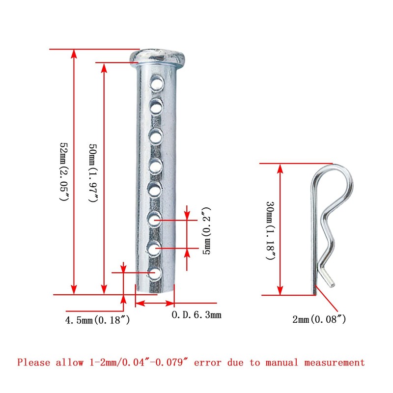 8-20Pack Multisize Flat Head Adjustable Clevis Pin,with Multi-Hole Cylindrical Pin