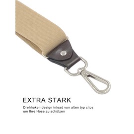 Ausukler Men's Braces Extra Strong 3.5 cm Wide with Rotating Hooks and Elastic Straps Y-back for Jeans, Black Diamond