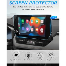 Autorder Screen Protector for 2023 2024 2025 Toyota RAV4 Accessories 10.5 Inch Tempered Glass 9H Navigation Touchscreen Protective Film