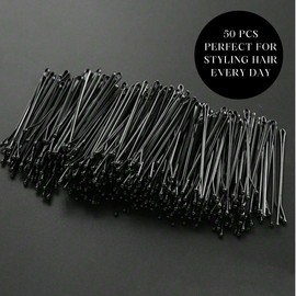 Bobby Pins Hair Grips, Set of 50 pieces, Black, Crimped Bobby Pins for Women Girls and Hairdressing Salons -Perfect for Thick Thin & Curly Hair Styling