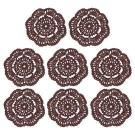 uxcell Crochet Doilies, 8Pcs 4" Cotton Woven Fabric Coasters, Lace Round Handmade Coasters with Floral Pattern for Wedding Party Decoration (Chocolate)