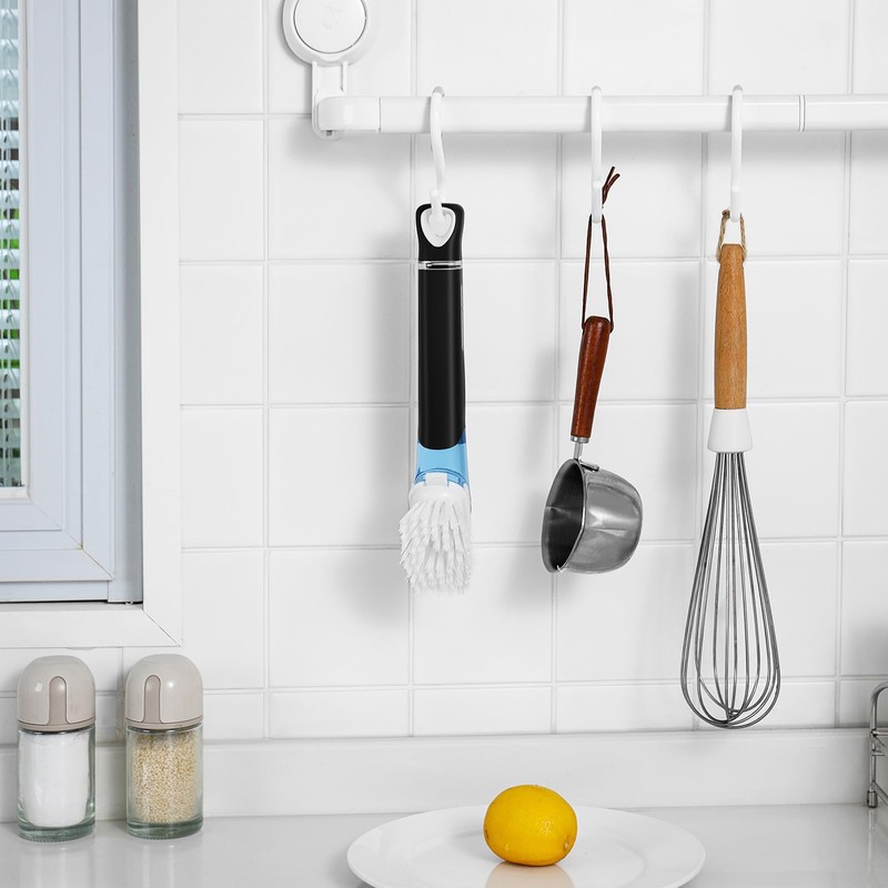 SUBEKYU Dish Brushes with Soap Dispenser, Kitchen Dish Scrubber Brushes