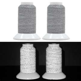 SunBling Reflective Embroidery Machine Thread Kit Improved Visibility, 2 Spools Sewing Polyester Thread 200M(218Yds) Each Spool Ideal for Home Machine & Hand Embroidery and Sewing Supplies (Gray)