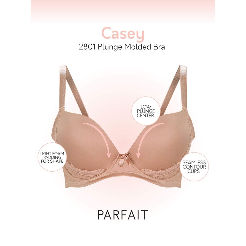 Parfait by Affinitas Women's Casey Plunge Molded Bra, Black, 34G